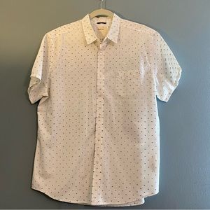 Life After Denim White Black Embroidered Dot Short Sleeve Button Up Shir…